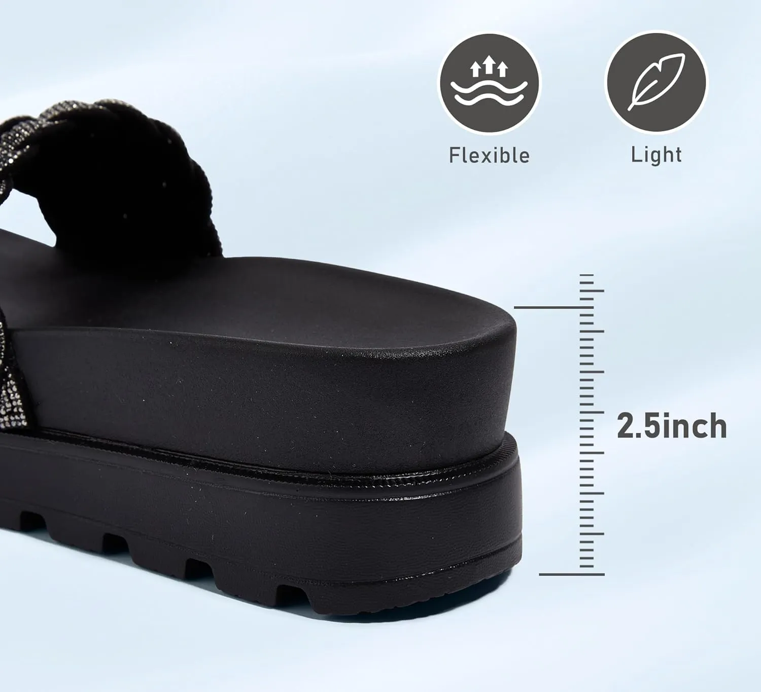 LUCKY STEP Women's Platform Sandals Braided Strap Flatform Slide Open Toe Casual Summer Beach Outdoor Wedge Woven Belt Slipper