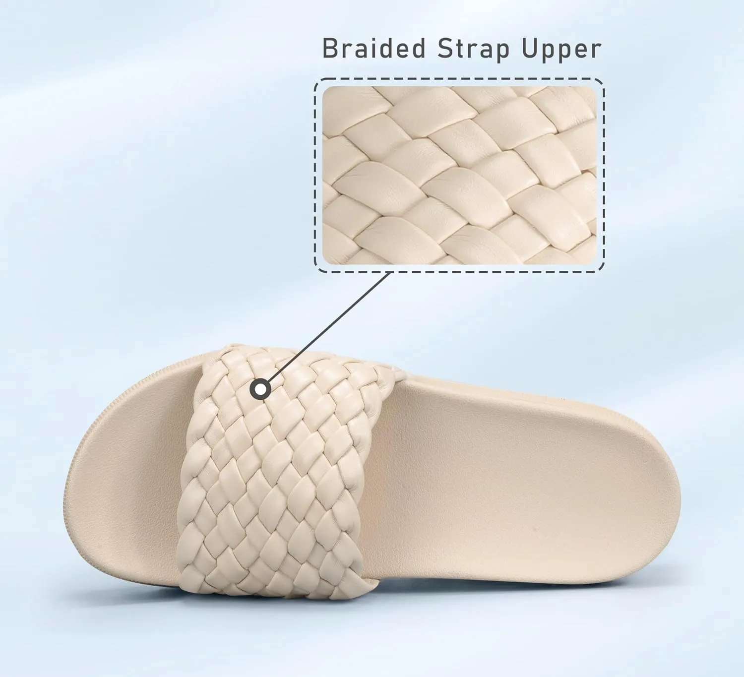 LUCKY STEP Women's Platform Sandals Braided Strap Flatform Slide Open Toe Casual Summer Beach Outdoor Wedge Woven Belt Slipper