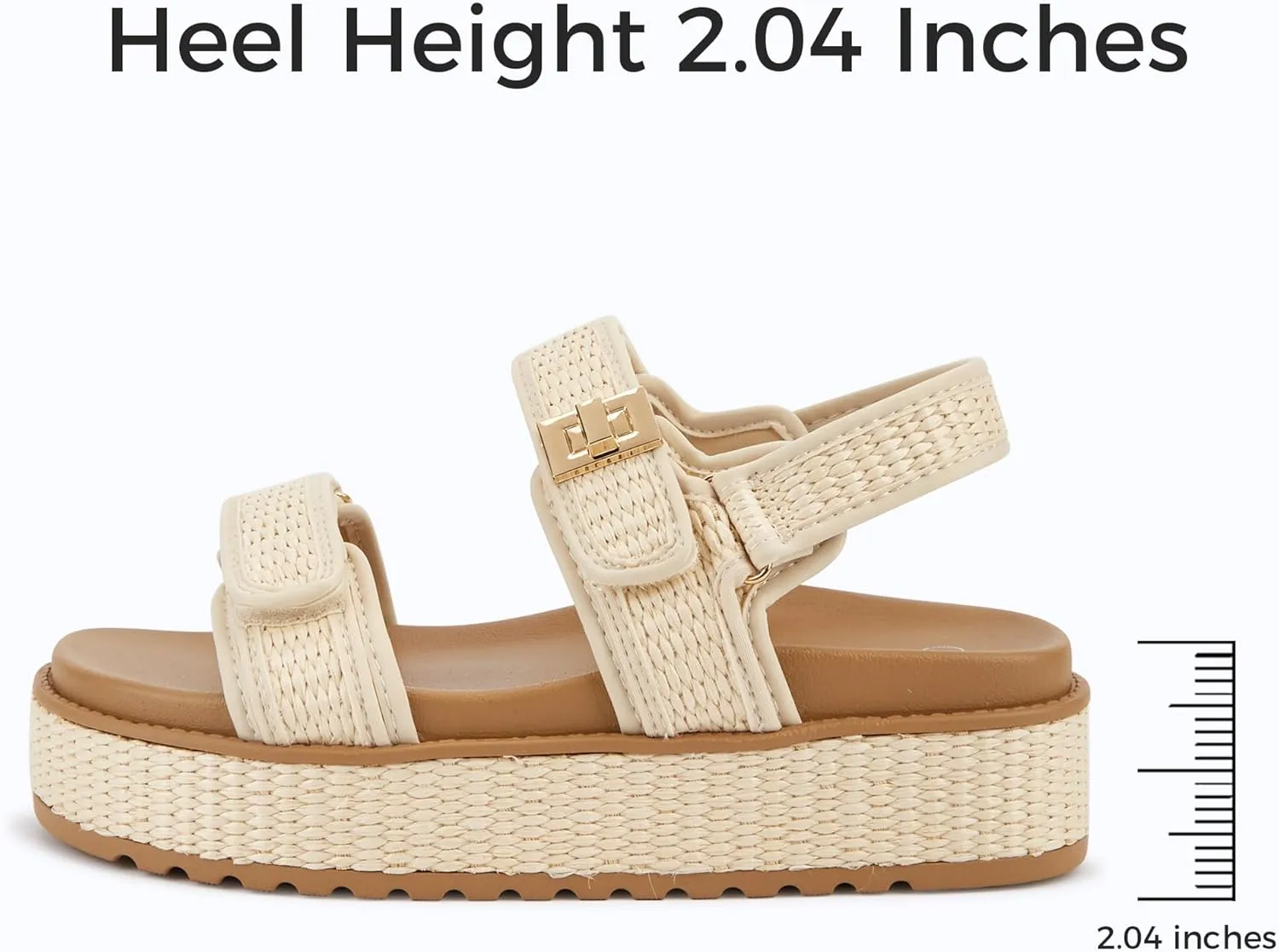 LUCKY STEP Women's Raffia Platform Wedge Sandals Open Toe Slingback Sandals Adjustable Double Strap Beach Sandals