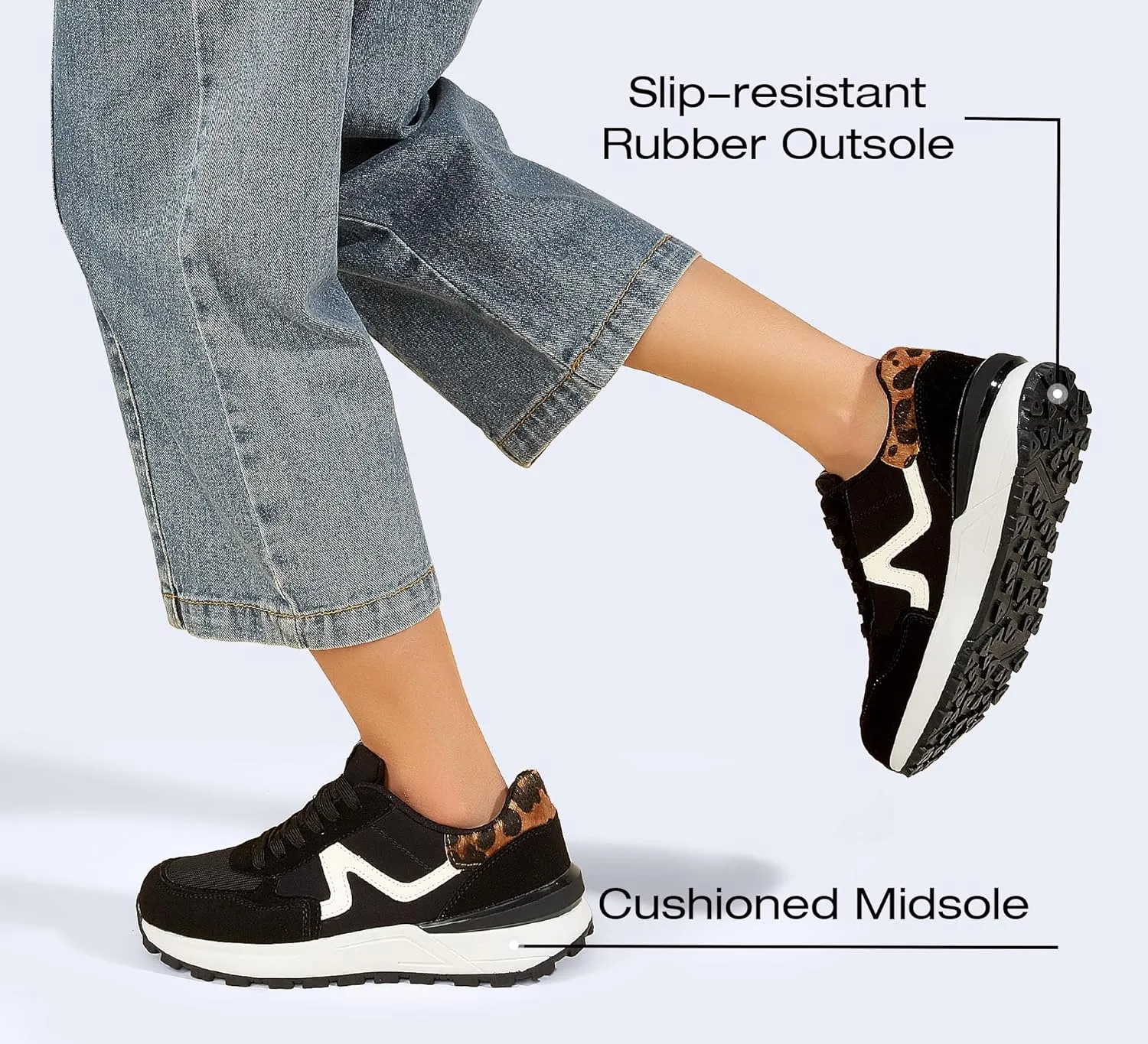 LUCKY STEP Women's Retro Fashion Casual Sneakers Colorblock Platform Classic Trendy Trainning Anti-Slip Tennis Travel Walking Shoes