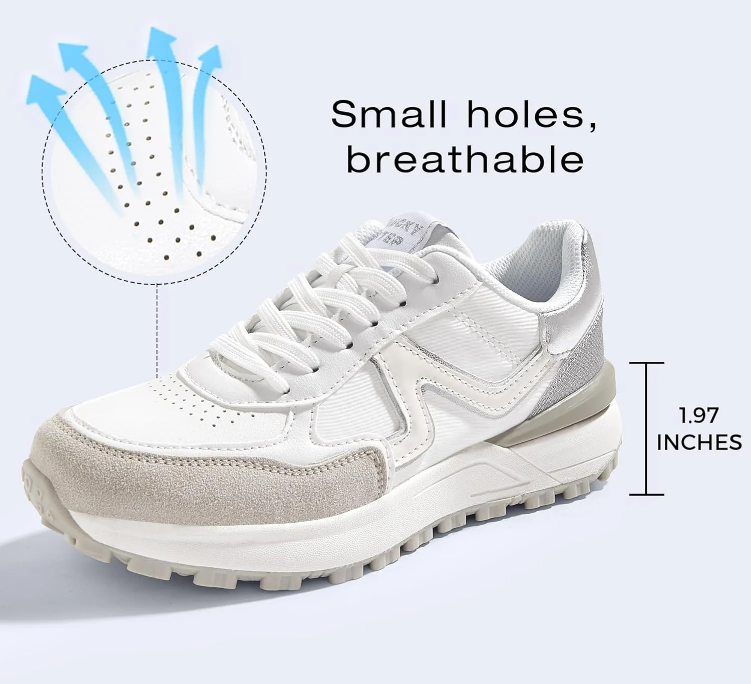 LUCKY STEP Women's Retro Fashion Casual Sneakers Colorblock Platform Classic Trendy Trainning Anti-Slip Tennis Travel Walking Shoes