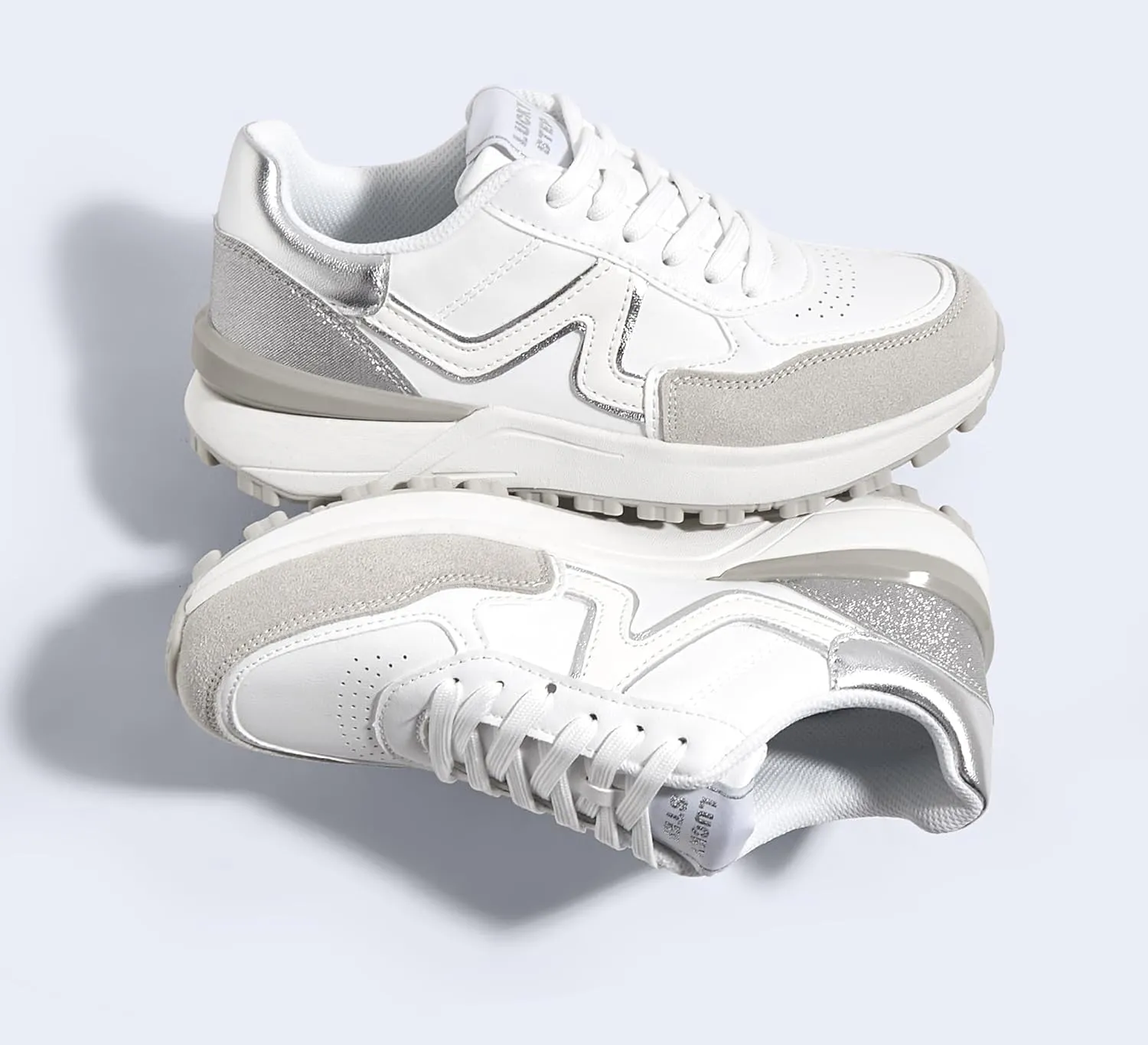 LUCKY STEP Women's Retro Fashion Casual Sneakers Colorblock Platform Classic Trendy Trainning Anti-Slip Tennis Travel Walking Shoes
