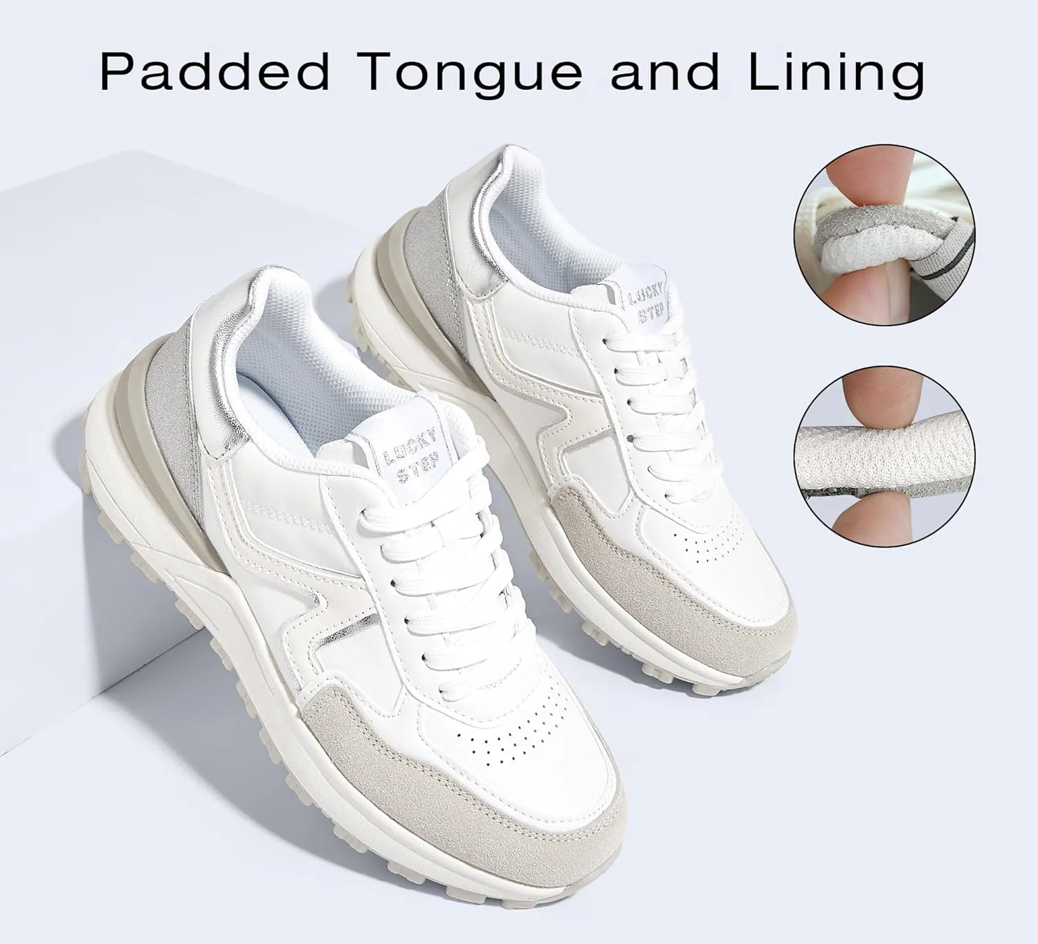 LUCKY STEP Women's Retro Fashion Casual Sneakers Colorblock Platform Classic Trendy Trainning Anti-Slip Tennis Travel Walking Shoes