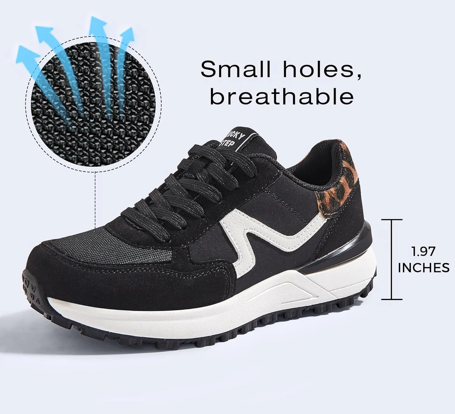 LUCKY STEP Women's Retro Fashion Casual Sneakers Colorblock Platform Classic Trendy Trainning Anti-Slip Tennis Travel Walking Shoes