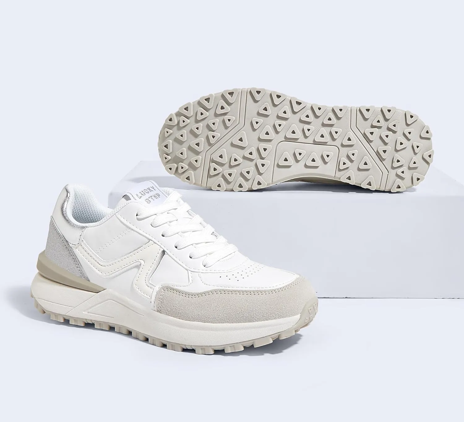 LUCKY STEP Women's Retro Fashion Casual Sneakers Colorblock Platform Classic Trendy Trainning Anti-Slip Tennis Travel Walking Shoes