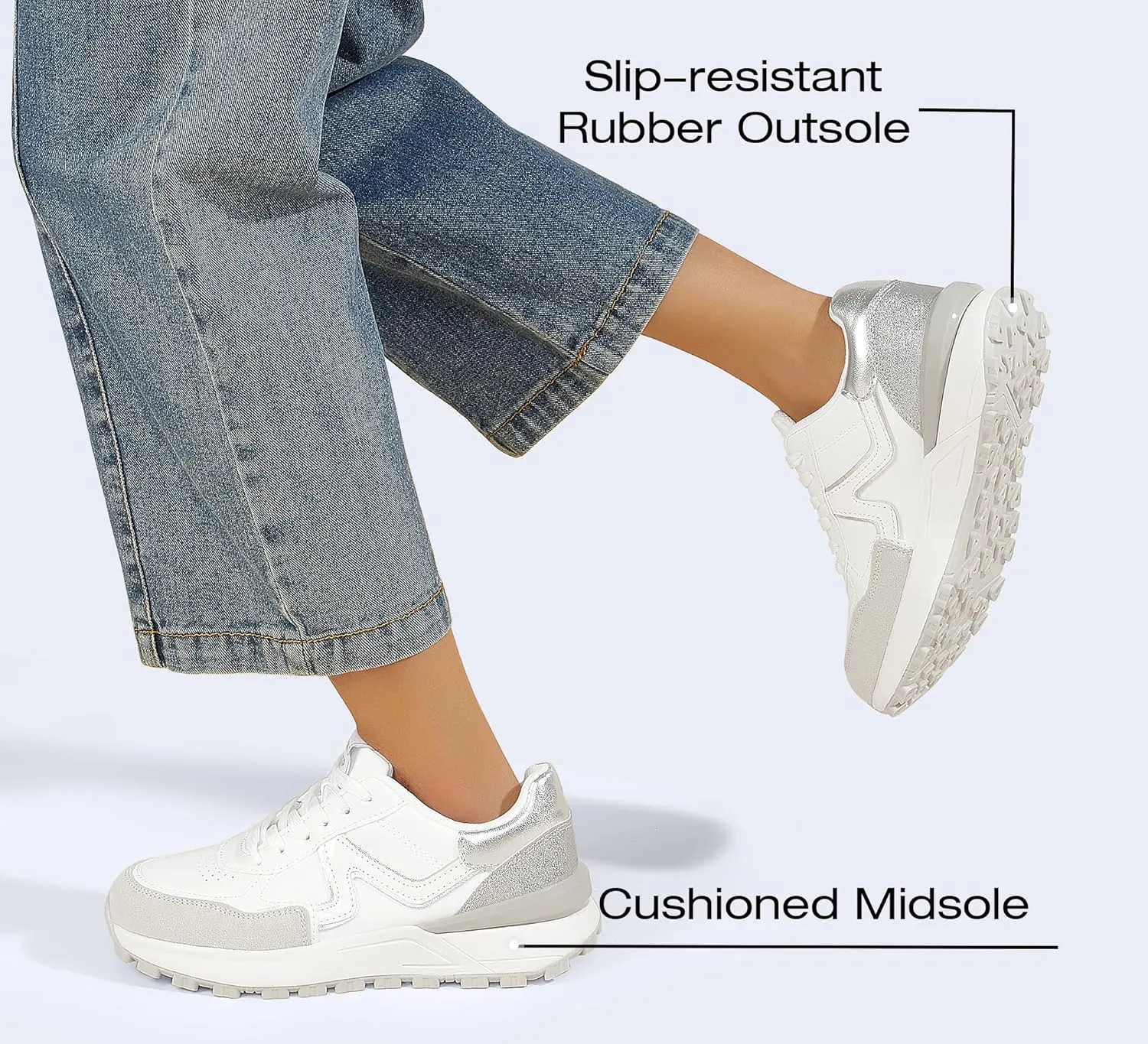 LUCKY STEP Women's Retro Fashion Casual Sneakers Colorblock Platform Classic Trendy Trainning Anti-Slip Tennis Travel Walking Shoes