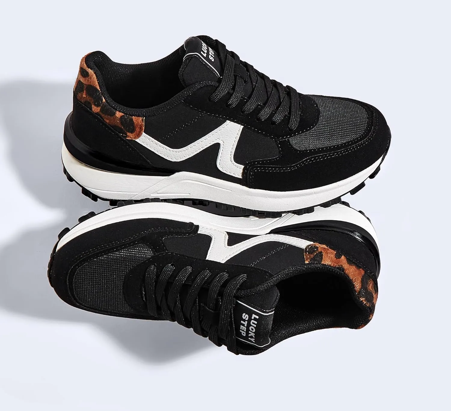 LUCKY STEP Women's Retro Fashion Casual Sneakers Colorblock Platform Classic Trendy Trainning Anti-Slip Tennis Travel Walking Shoes