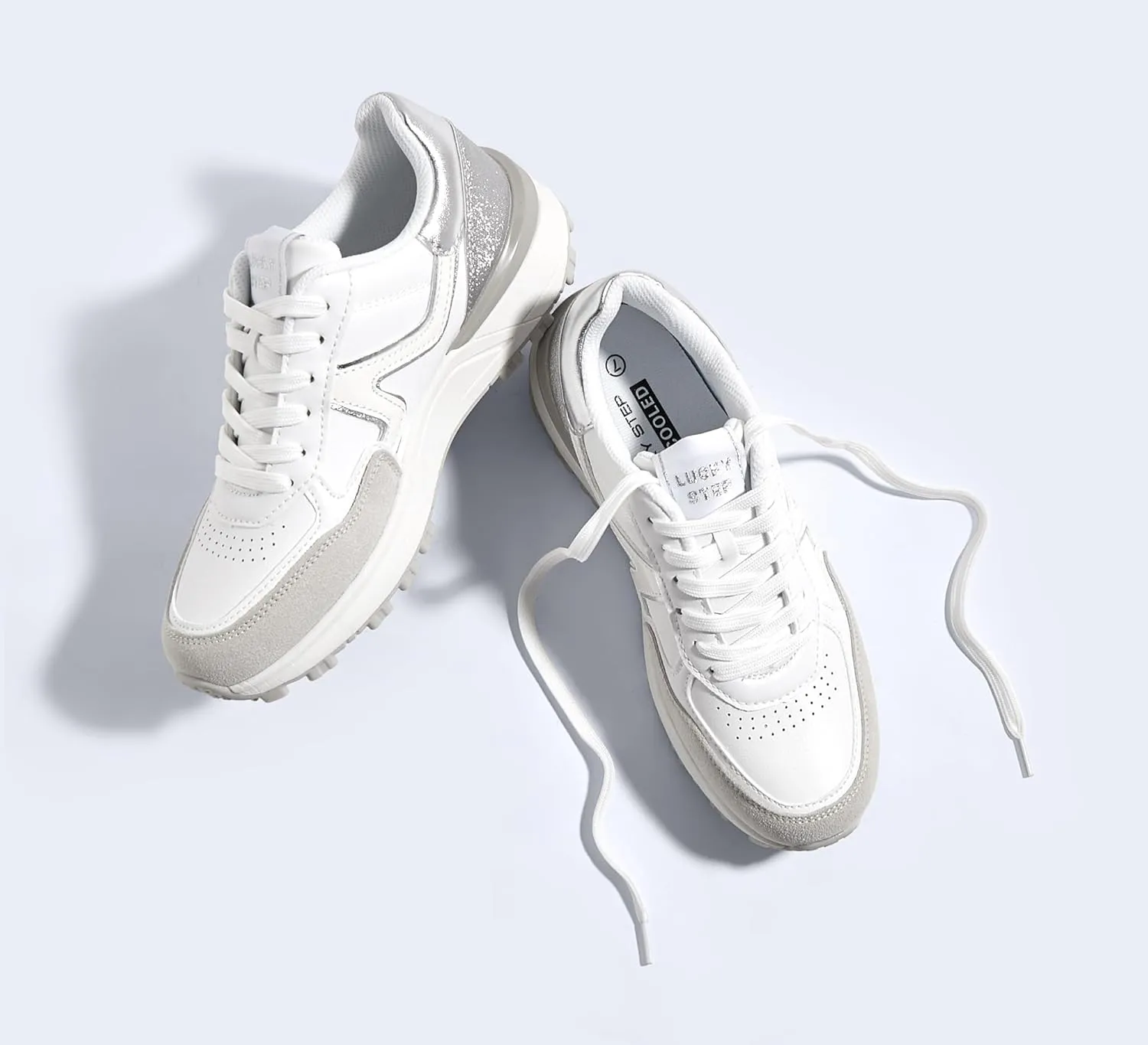 LUCKY STEP Women's Retro Fashion Casual Sneakers Colorblock Platform Classic Trendy Trainning Anti-Slip Tennis Travel Walking Shoes