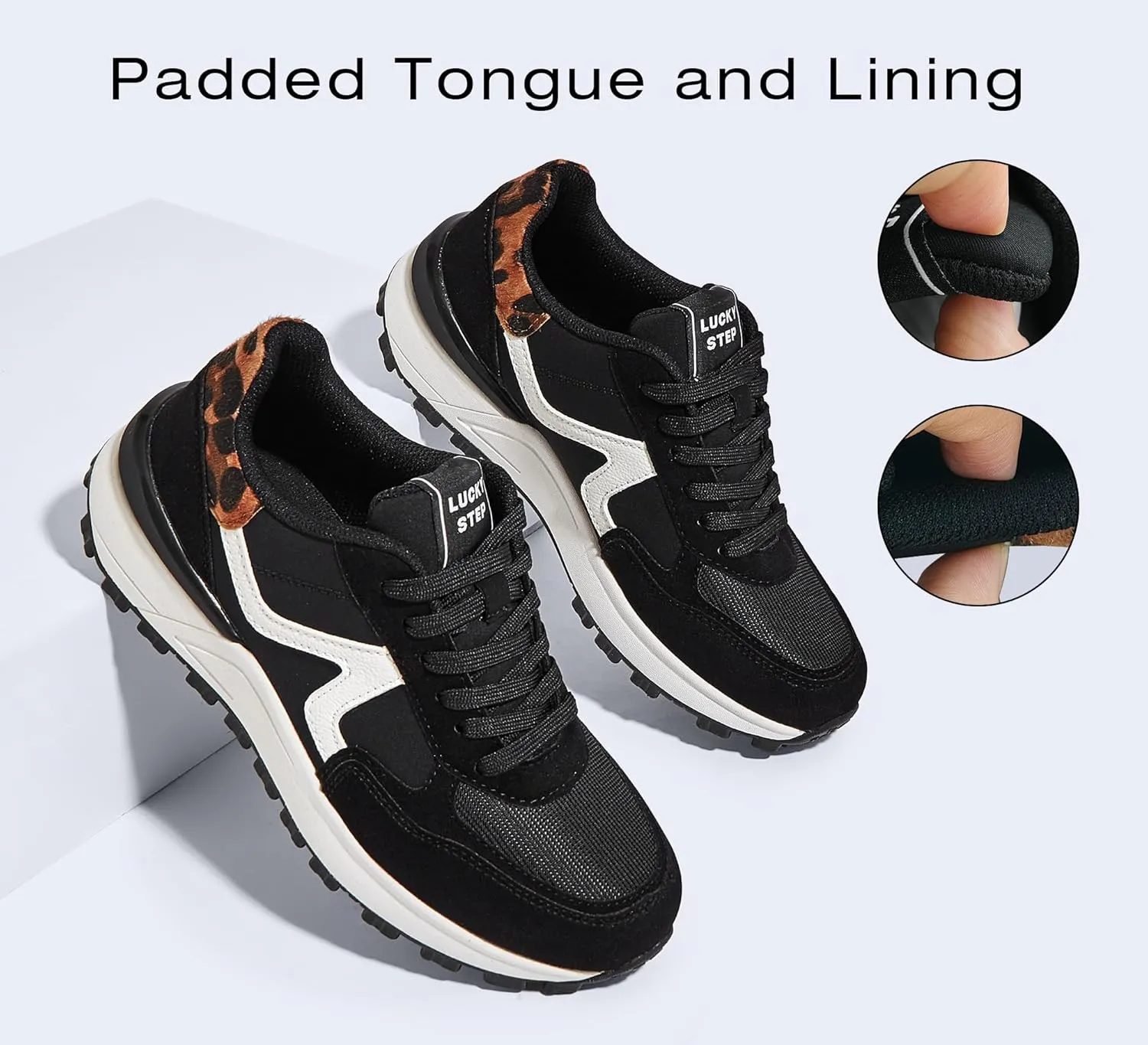 LUCKY STEP Women's Retro Fashion Casual Sneakers Colorblock Platform Classic Trendy Trainning Anti-Slip Tennis Travel Walking Shoes