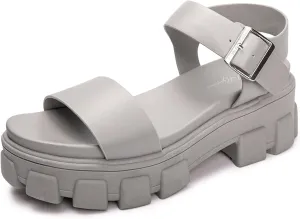 Luffymomo Women's Platform Wedge Sandals Lug Sole Sandals Adjustable Ankle Strap Chunky Heels