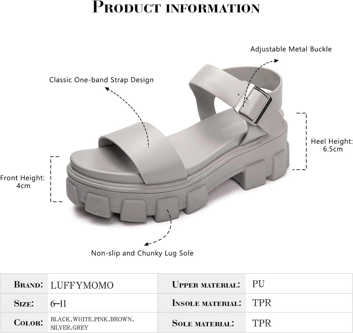 Luffymomo Women's Platform Wedge Sandals Lug Sole Sandals Adjustable Ankle Strap Chunky Heels
