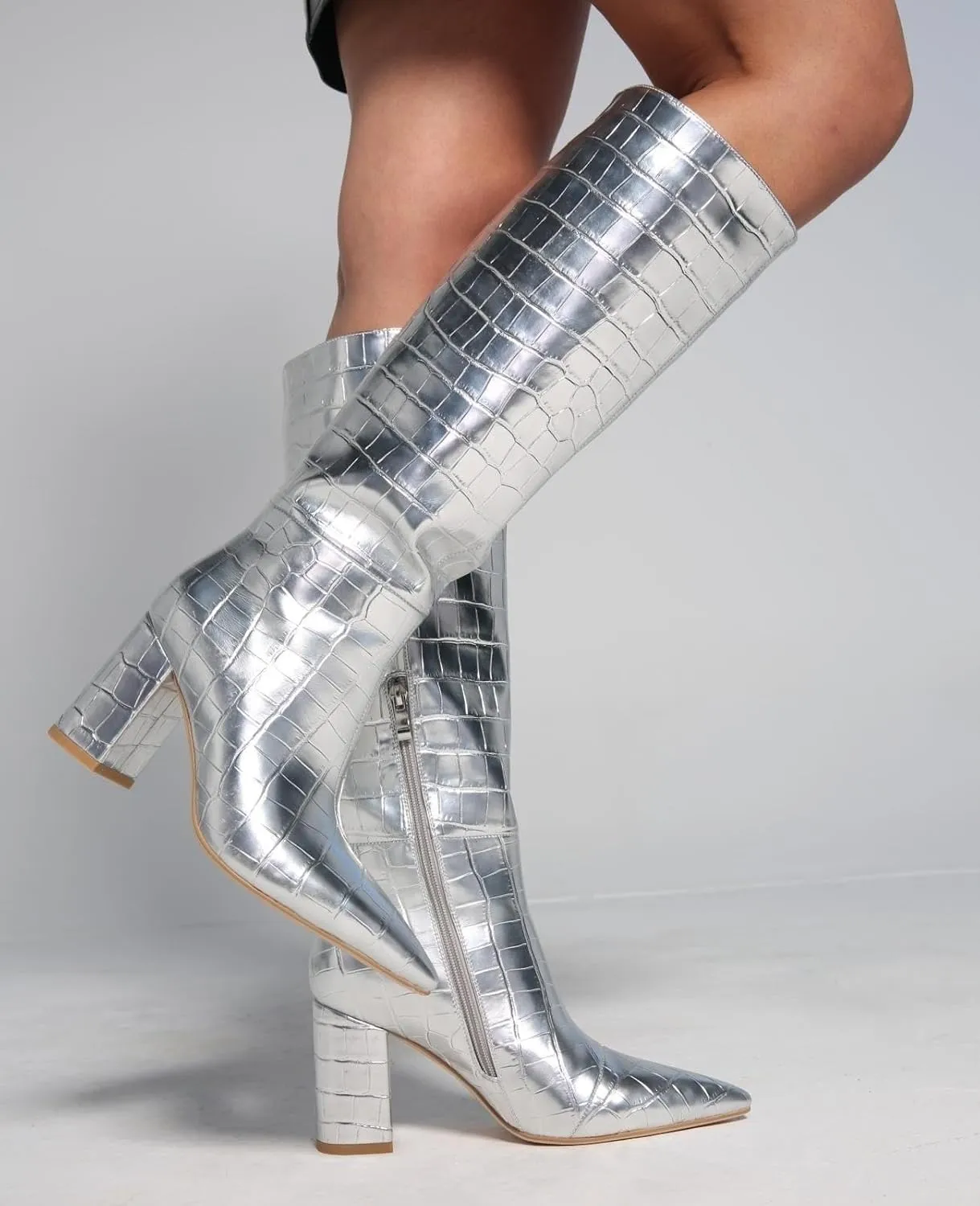 Lumeheel Knee High Boots for Women - Round Toe Chunky Heel Gogo Boots with Side Zip Women's Fashion Tall Boots