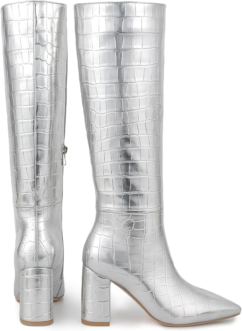Lumeheel Knee High Boots for Women - Round Toe Chunky Heel Gogo Boots with Side Zip Women's Fashion Tall Boots