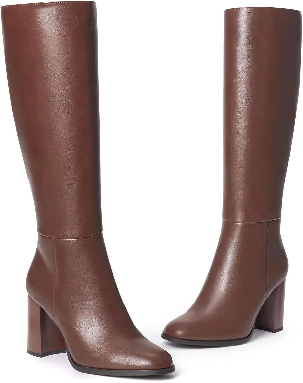 Lumeheel Knee High Boots for Women - Round Toe Chunky Heel Gogo Boots with Side Zip Women's Fashion Tall Boots