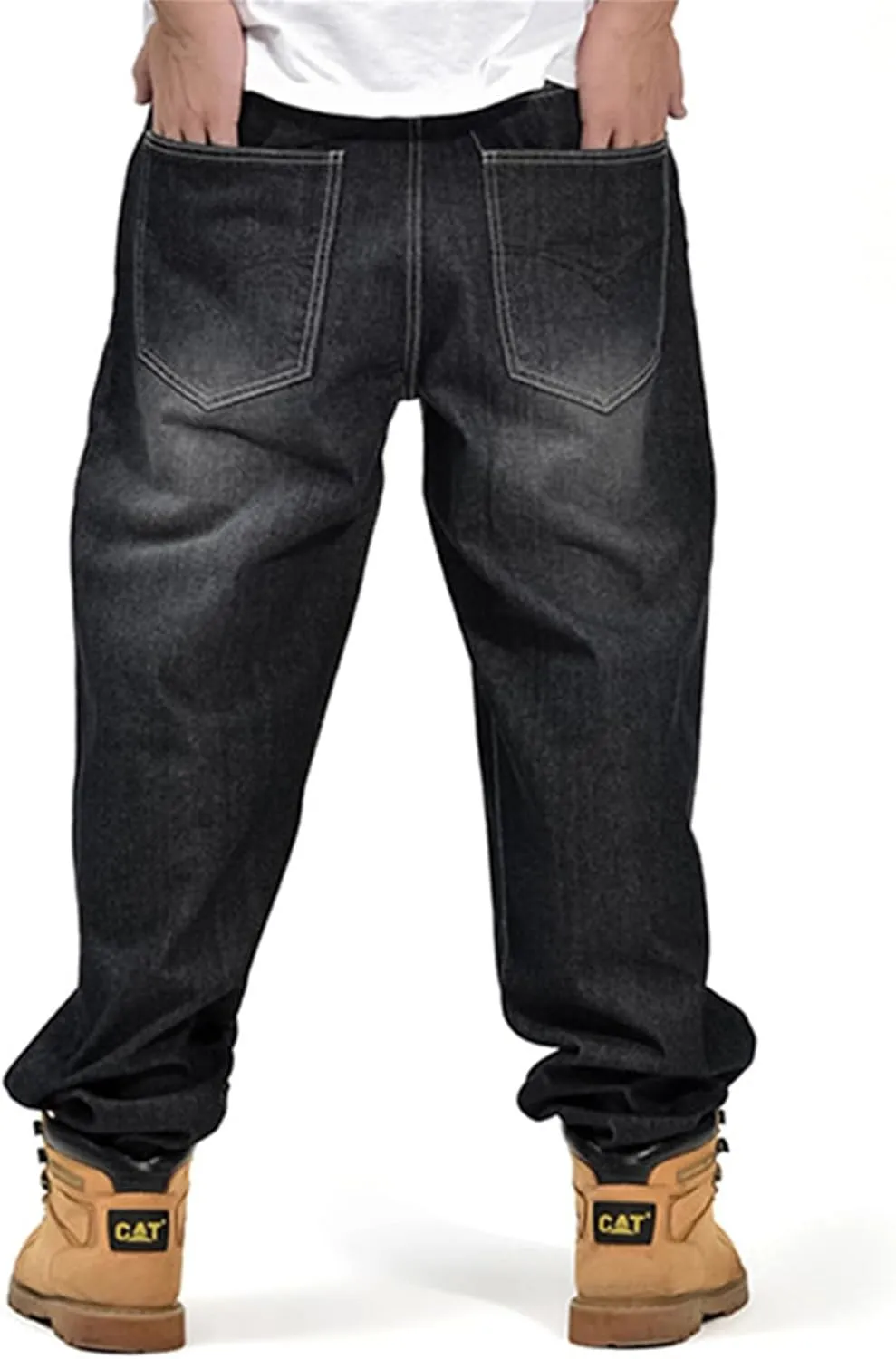 LUOBANIU Men's Fashion Baggy Jeans Straight Leg Denim Loose Fit Vintage Hip Hop Style Dance Skateboard Pants