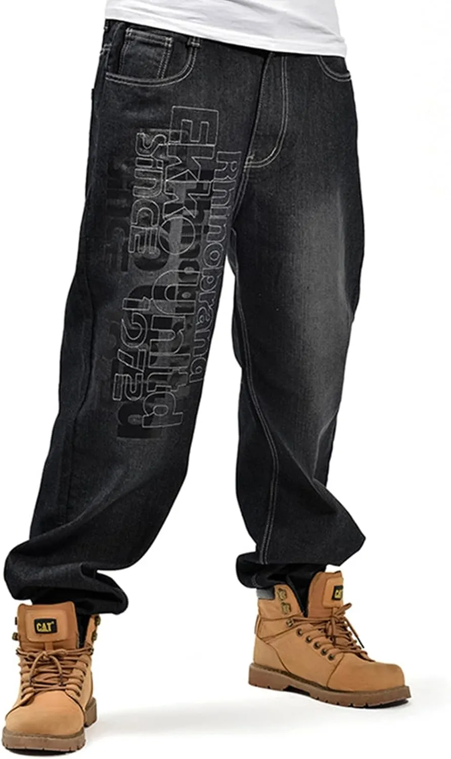 LUOBANIU Men's Fashion Baggy Jeans Straight Leg Denim Loose Fit Vintage Hip Hop Style Dance Skateboard Pants