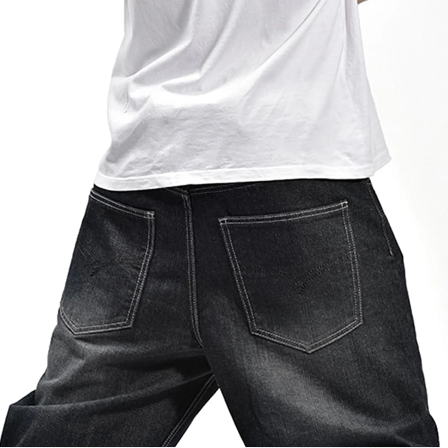LUOBANIU Men's Fashion Baggy Jeans Straight Leg Denim Loose Fit Vintage Hip Hop Style Dance Skateboard Pants