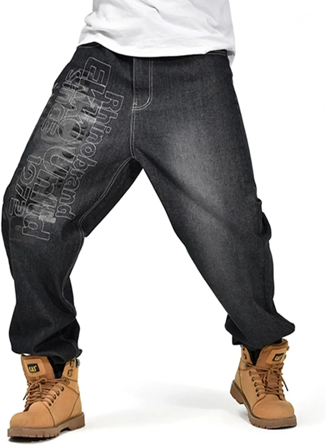 LUOBANIU Men's Fashion Baggy Jeans Straight Leg Denim Loose Fit Vintage Hip Hop Style Dance Skateboard Pants