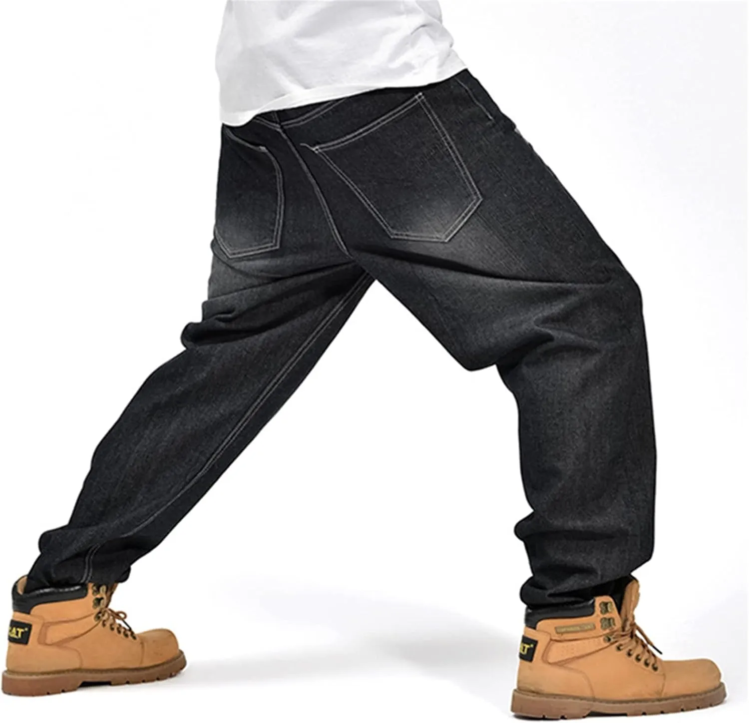 LUOBANIU Men's Fashion Baggy Jeans Straight Leg Denim Loose Fit Vintage Hip Hop Style Dance Skateboard Pants