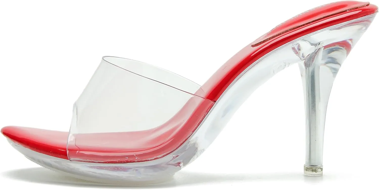 MAIERNISI JESSI Clear Heels for Women Sandals Transparent Sexy Stilletos Heels Slip on Wedding Dress Heel Mules
