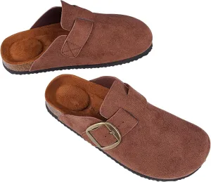 mazeskin Womens Memory Foam Clogs Soft Cork Comfortable Footbed Adjustable Buckle Slippers House Sandals Indoor Outdoor