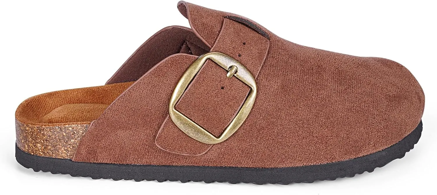 mazeskin Womens Memory Foam Clogs Soft Cork Comfortable Footbed Adjustable Buckle Slippers House Sandals Indoor Outdoor