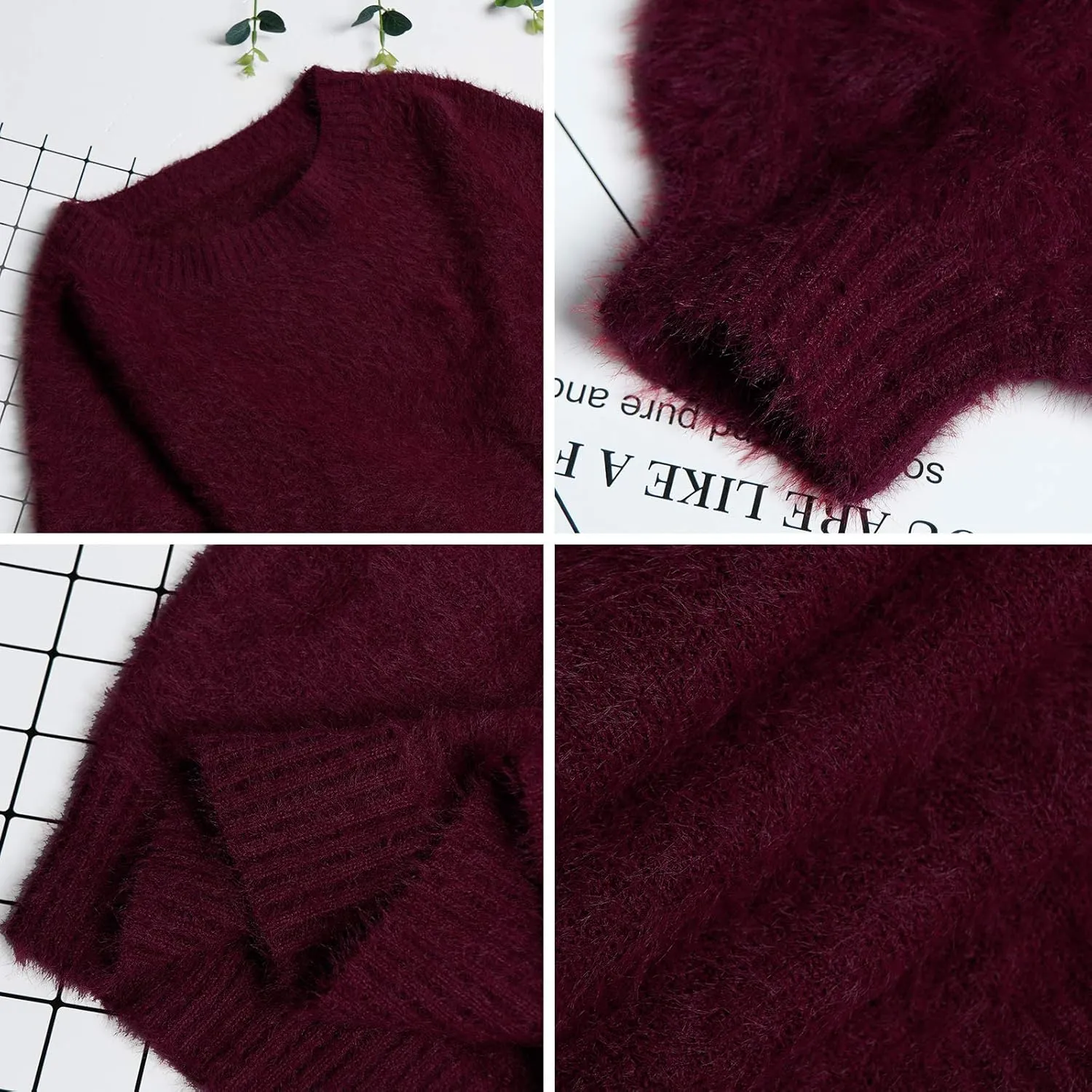 Meenew Women's Furry Pullover Sweater Dress Loose Oversized Long Knitted Tops