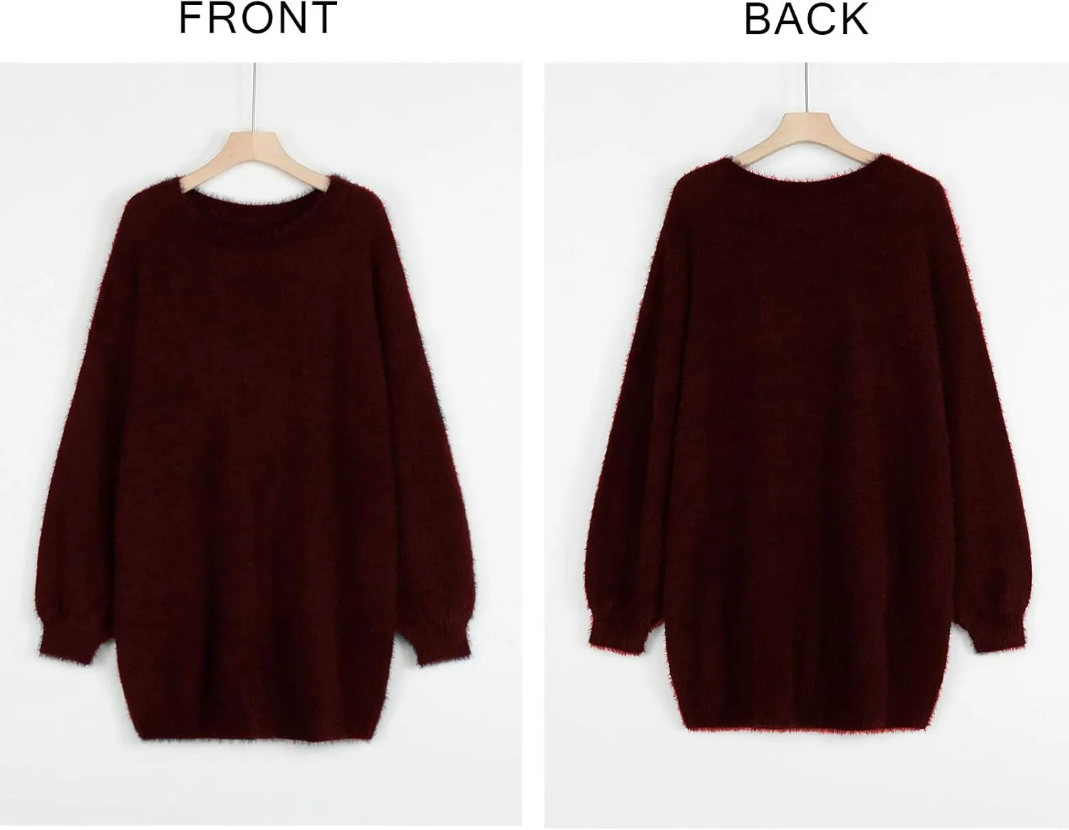 Meenew Women's Furry Pullover Sweater Dress Loose Oversized Long Knitted Tops