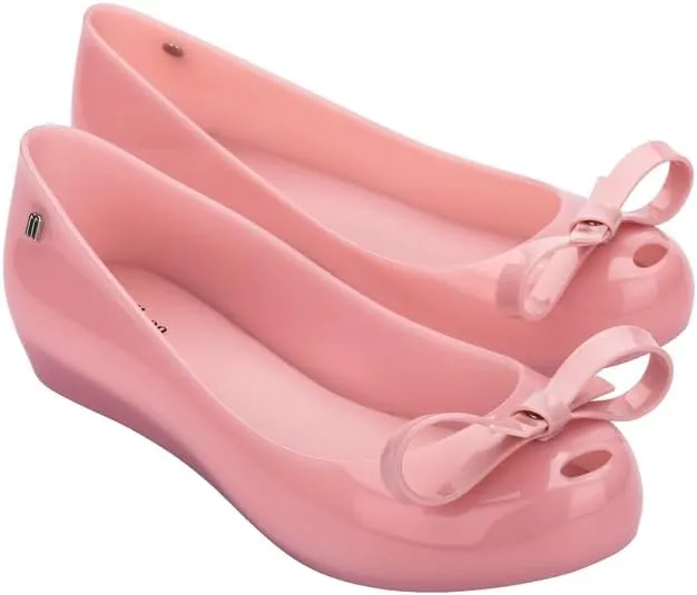 Melissa Ultragirl Bow II Flat - Versatile Slip-On Design - Stylish Flats for Women - Sweet Bow Detail - Comfy Fit - PVC & Metal Upper - Laminated Insole - Bubblegum Scent - Dressy Flats