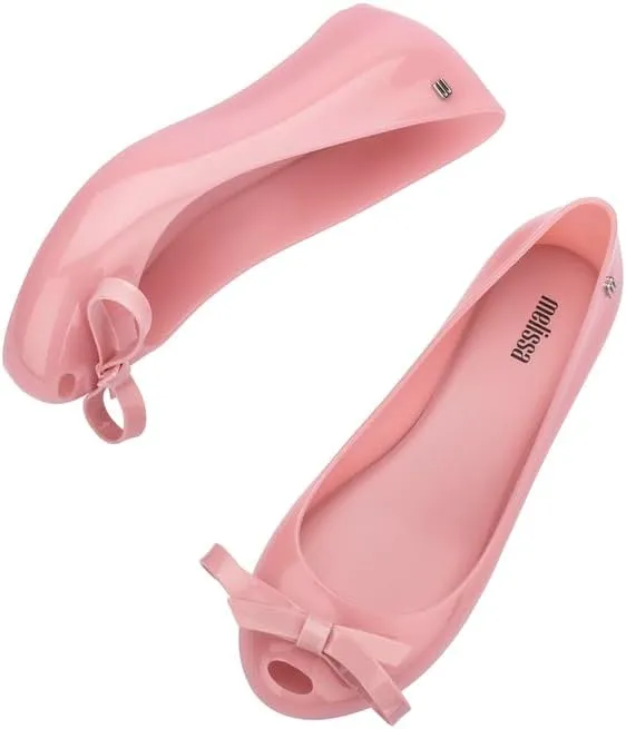 Melissa Ultragirl Bow II Flat - Versatile Slip-On Design - Stylish Flats for Women - Sweet Bow Detail - Comfy Fit - PVC & Metal Upper - Laminated Insole - Bubblegum Scent - Dressy Flats