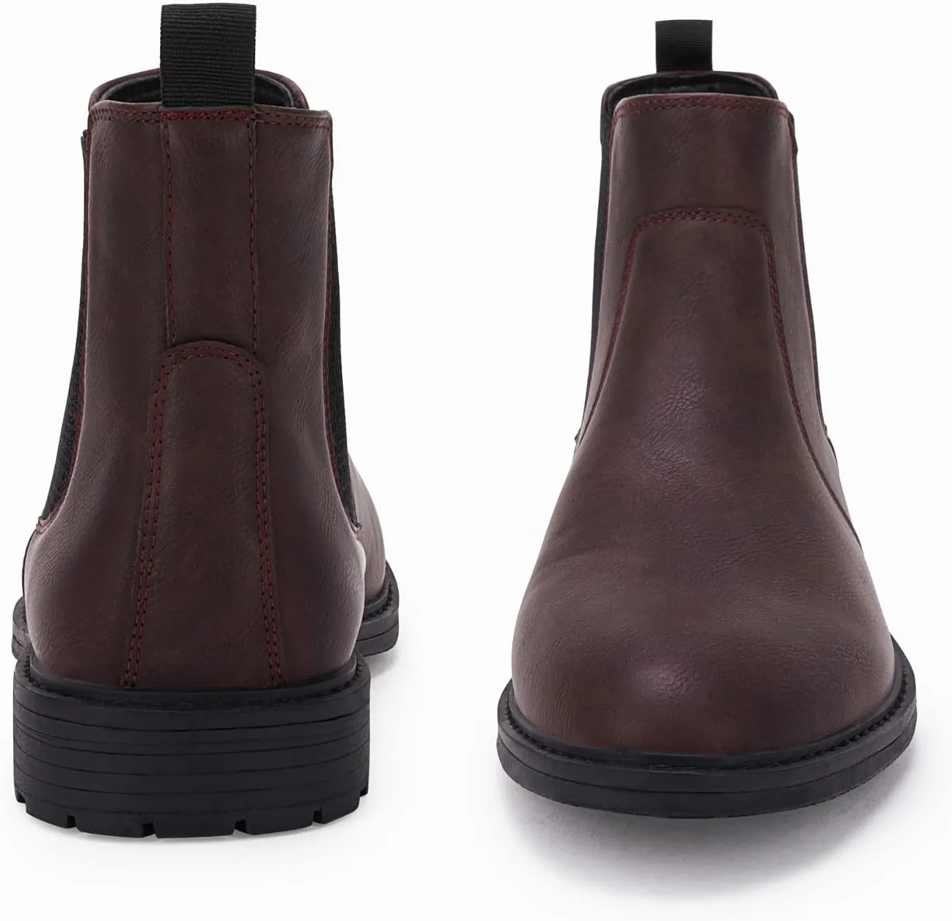 Men's Ankle Boots Chelsea Round Toe Slip on Waterproof Faux Leather Classic Dress Booties for Men