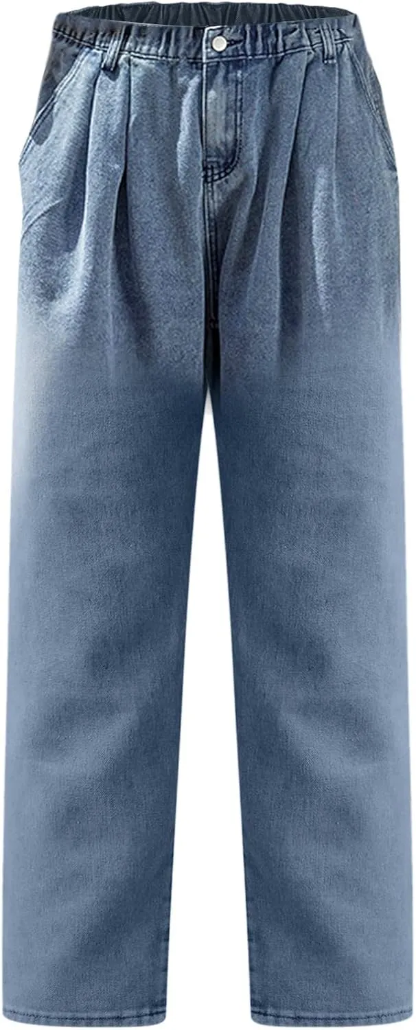 Mens Baggy Jeans for Men Women Y2k Hip Hop Skater Pants Wide Leg Jnco Jeans Loose Fit Denim Jeans Streetwear