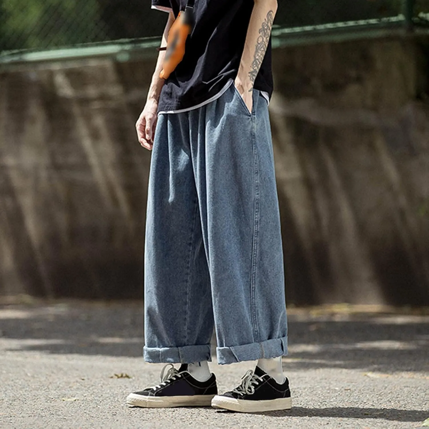Mens Baggy Jeans for Men Women Y2k Hip Hop Skater Pants Wide Leg Jnco Jeans Loose Fit Denim Jeans Streetwear
