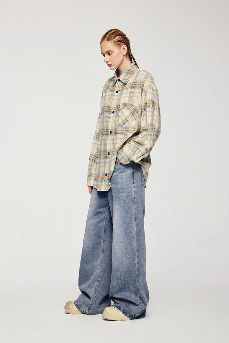 Men's Baggy Jeans Wide Leg Solid Color Y2k Denim Pants Streetwear Loose Fit Trousers
