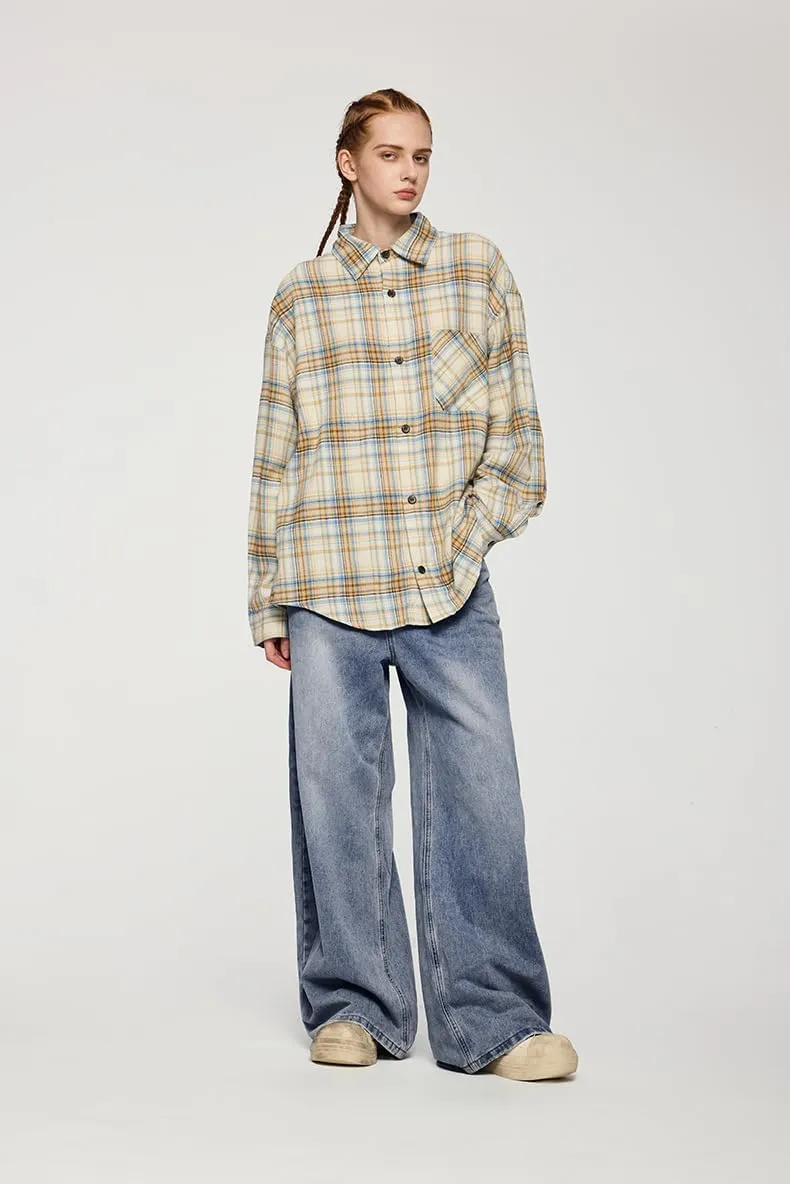 Men's Baggy Jeans Wide Leg Solid Color Y2k Denim Pants Streetwear Loose Fit Trousers