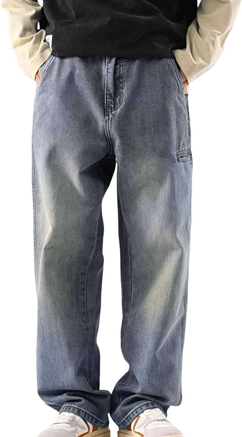 Men's Baggy Jeans Y2k Loose Fit 90s Hip Hop Vintage Baggy Fit Denim Pants Fashion Dance Skater Skateboard Pants