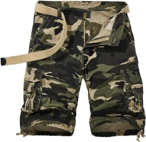Men's Camouflage Military Cargo Shorts - Summer Regular-Fit Tactical Shorts with Multi-Pockets