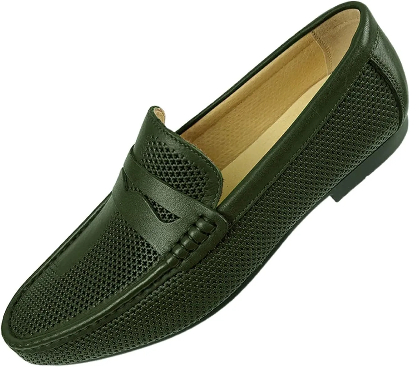 Men's Dress Loafers Leather Shoes - Classic Penny Loafers for Work, Casual-Non-Slip, Comfortable Walking Shoes-Breathable Hollow Design Mocasines