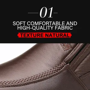 Men's Leather Warm Fur Lined Slip On Snow Boots Winter Hand Stitching Low Top Anti-Slip Outdoor Water Resistant Sneakers Boots Lightweight Casual Walking Loafers Shoes