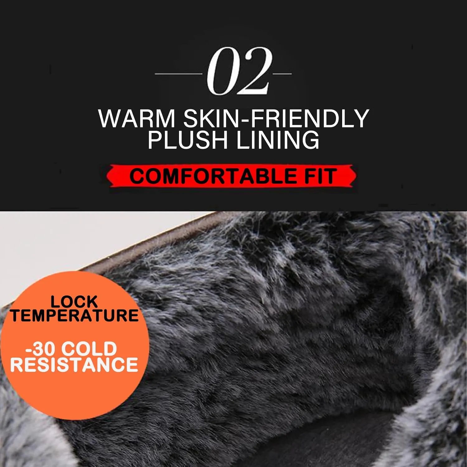 Men's Leather Warm Fur Lined Slip On Snow Boots Winter Hand Stitching Low Top Anti-Slip Outdoor Water Resistant Sneakers Boots Lightweight Casual Walking Loafers Shoes