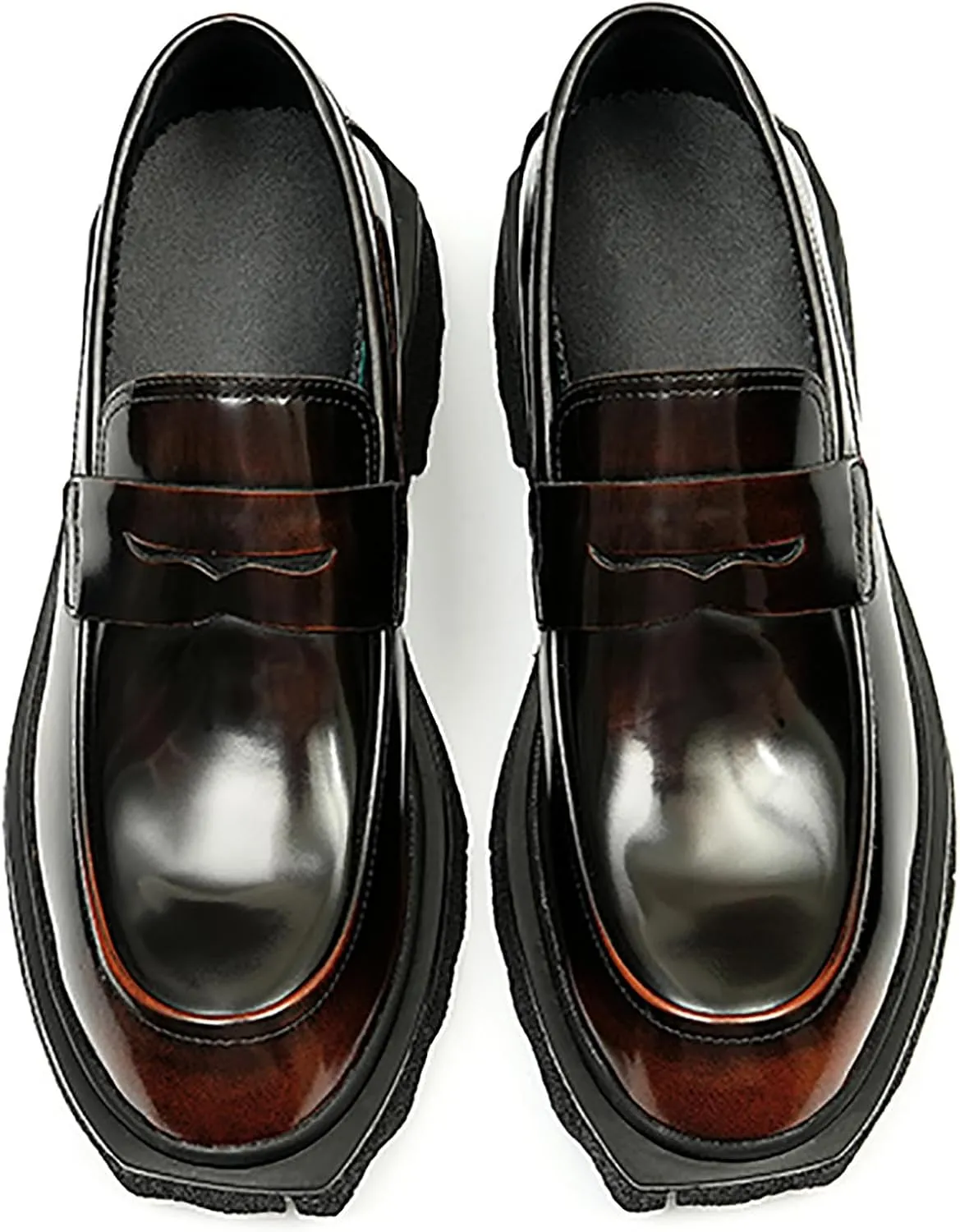 Mens Loafers Slip On Formal Dress Patent Leathe Penny Loafers Fashion Prom Wedding Business Casual Mocasines Thick Sole Walking Shoes for Men