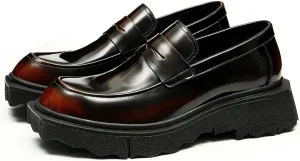 Mens Loafers Slip On Formal Dress Patent Leathe Penny Loafers Fashion Prom Wedding Business Casual Mocasines Thick Sole Walking Shoes for Men