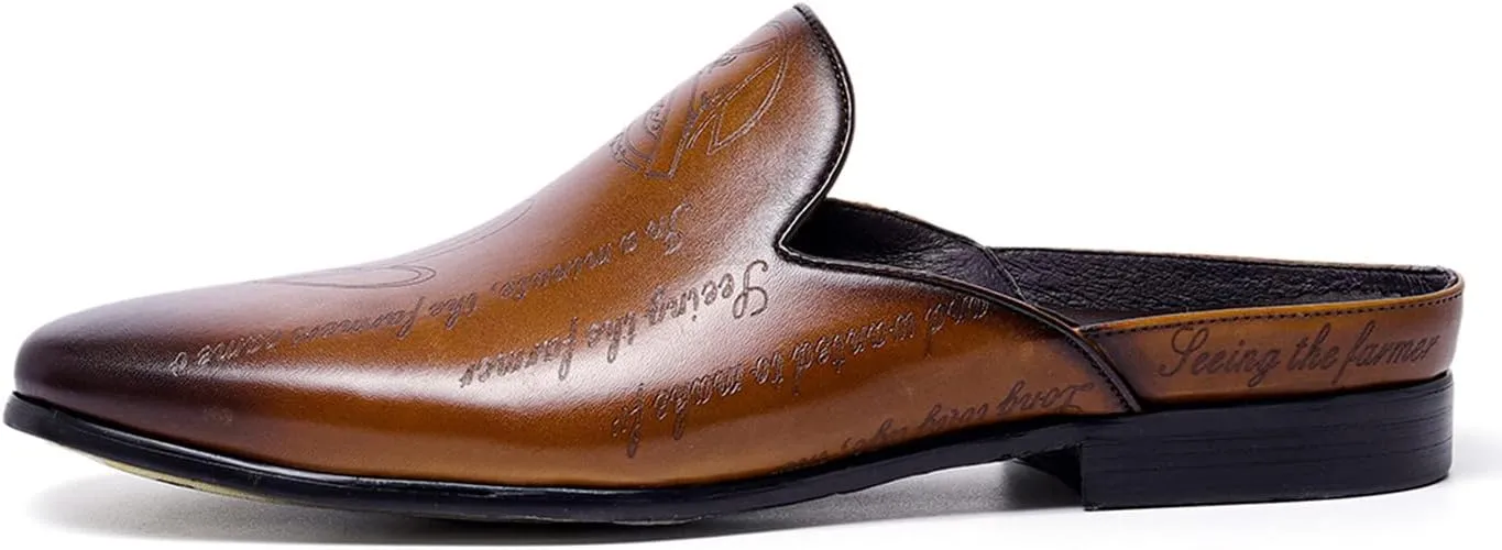 Mens Mules Dress Casaul Mens Tuexdo Business Slip-On Loafers Fashion Casual Slippers Wedding Prom Half Loafers Summer Shoes Open Sandals for Men