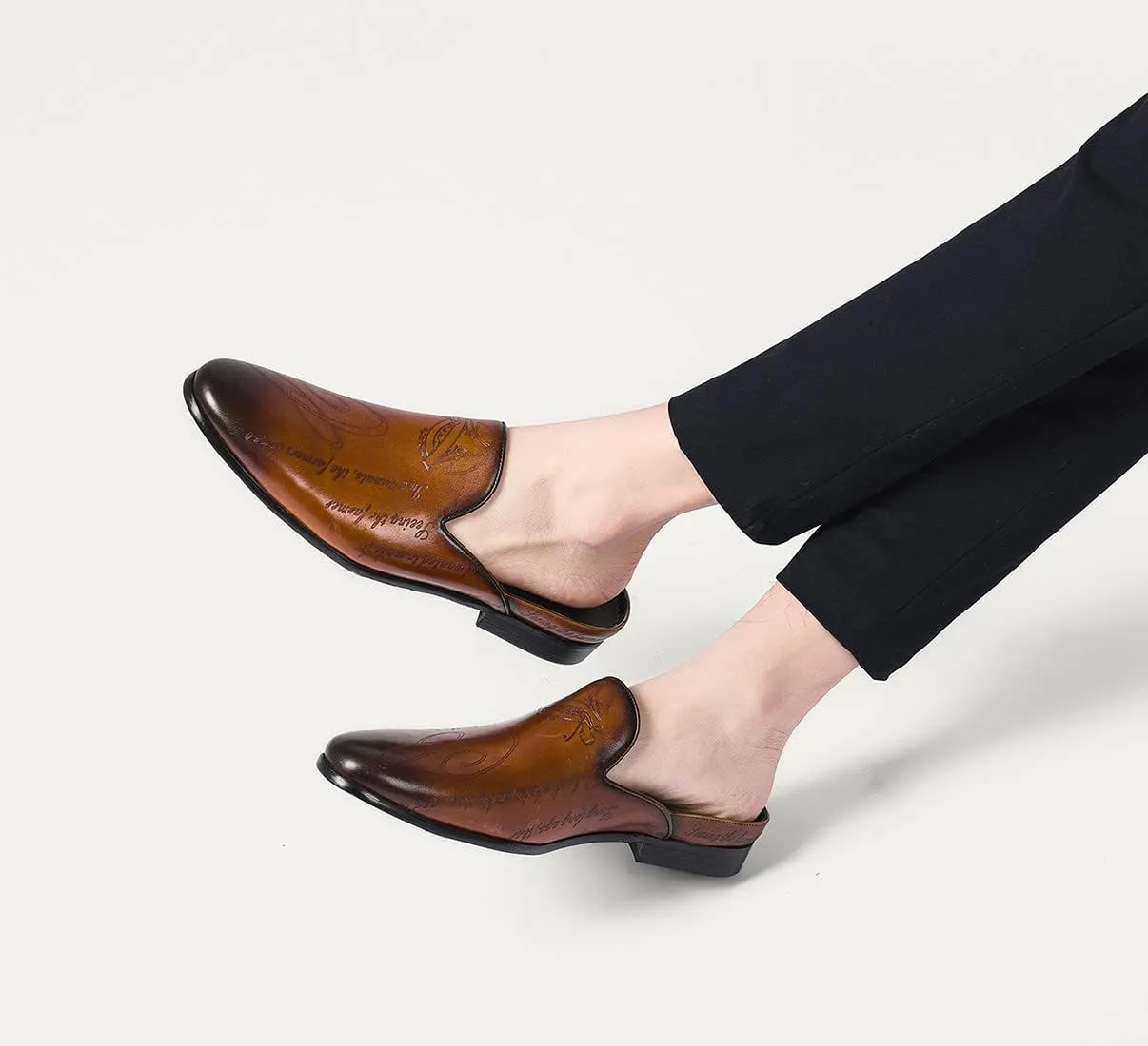 Mens Mules Dress Casaul Mens Tuexdo Business Slip-On Loafers Fashion Casual Slippers Wedding Prom Half Loafers Summer Shoes Open Sandals for Men