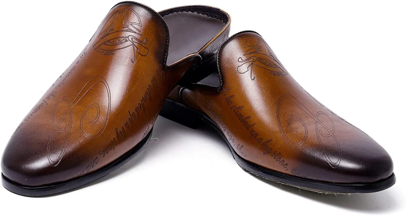 Mens Mules Dress Casaul Mens Tuexdo Business Slip-On Loafers Fashion Casual Slippers Wedding Prom Half Loafers Summer Shoes Open Sandals for Men