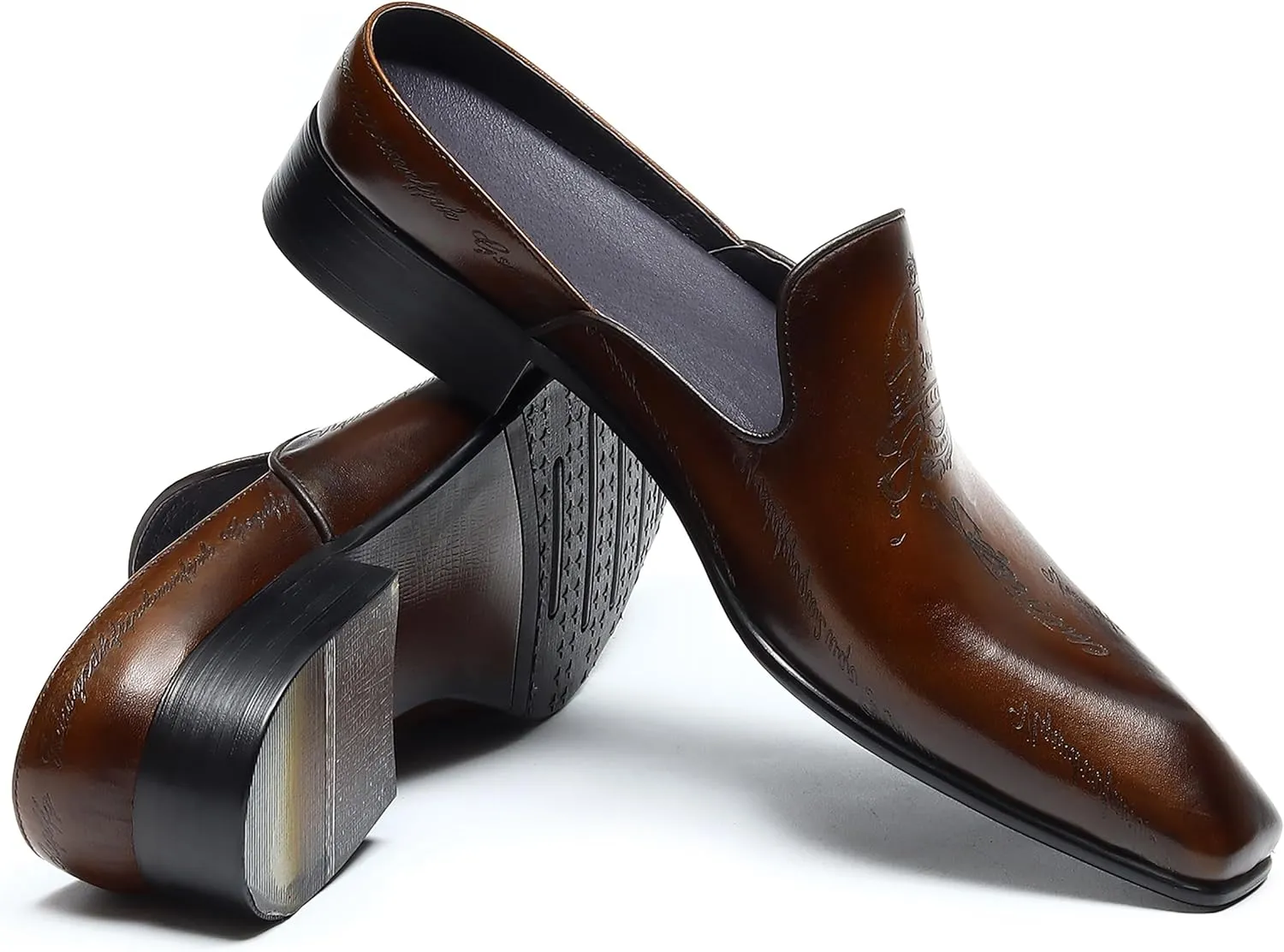 Mens Mules Sandals Formal Dress Loafers Leather Clogs Business Casual Open Back Slippers Outside Slip On Comfort Summer Shoes for Men