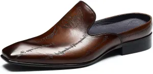 Mens Mules Sandals Formal Dress Loafers Leather Clogs Business Casual Open Back Slippers Outside Slip On Comfort Summer Shoes for Men