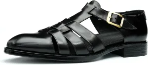 Mens Sandals Leather Dress Casual Shoes for Men Business Fashion Breathable Buckle Shoes Summer Shoes