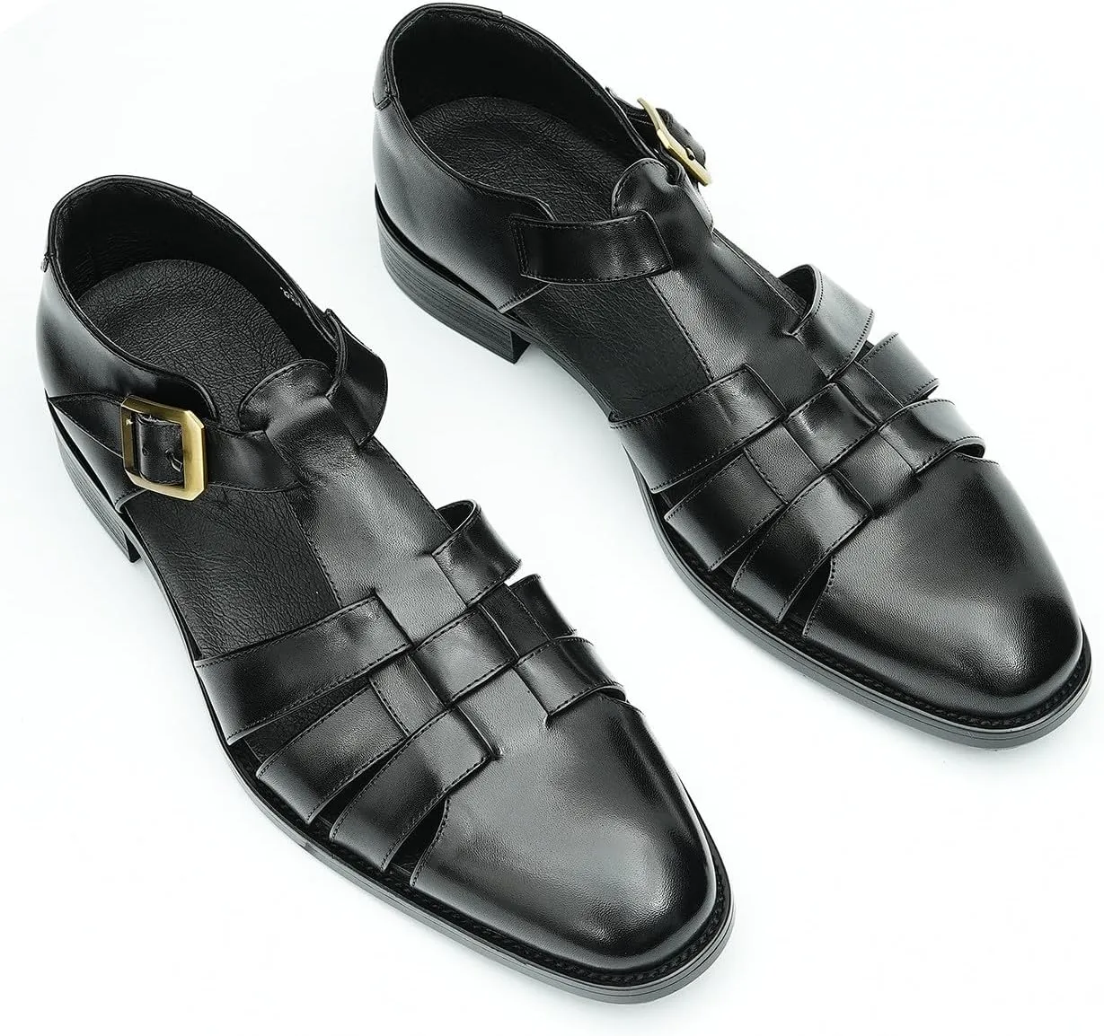 Mens Sandals Leather Dress Casual Shoes for Men Business Fashion Breathable Buckle Shoes Summer Shoes
