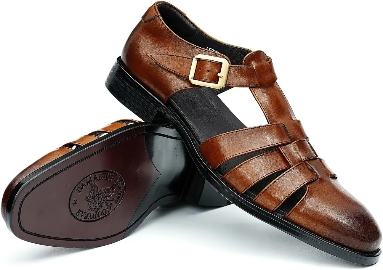 Mens Sandals Leather Dress Casual Shoes for Men Business Fashion Breathable Buckle Shoes Summer Shoes